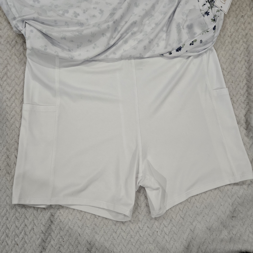 Lillie Green Floral Golf Skort Skirt Shorts White Blue UPF 50+ Large NWT - Picture 7 of 11